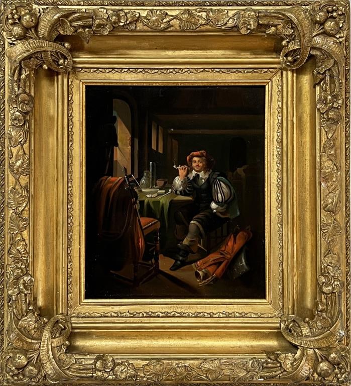 Continental School O/B Man Smoking Pipe (1 of 3)