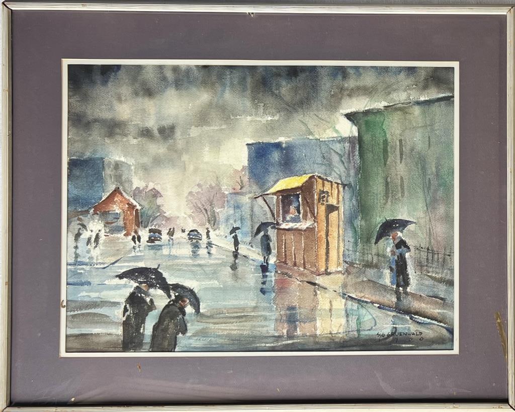 Sig Gruenwald, W/C Rainy City Street Scene (1 of 4)