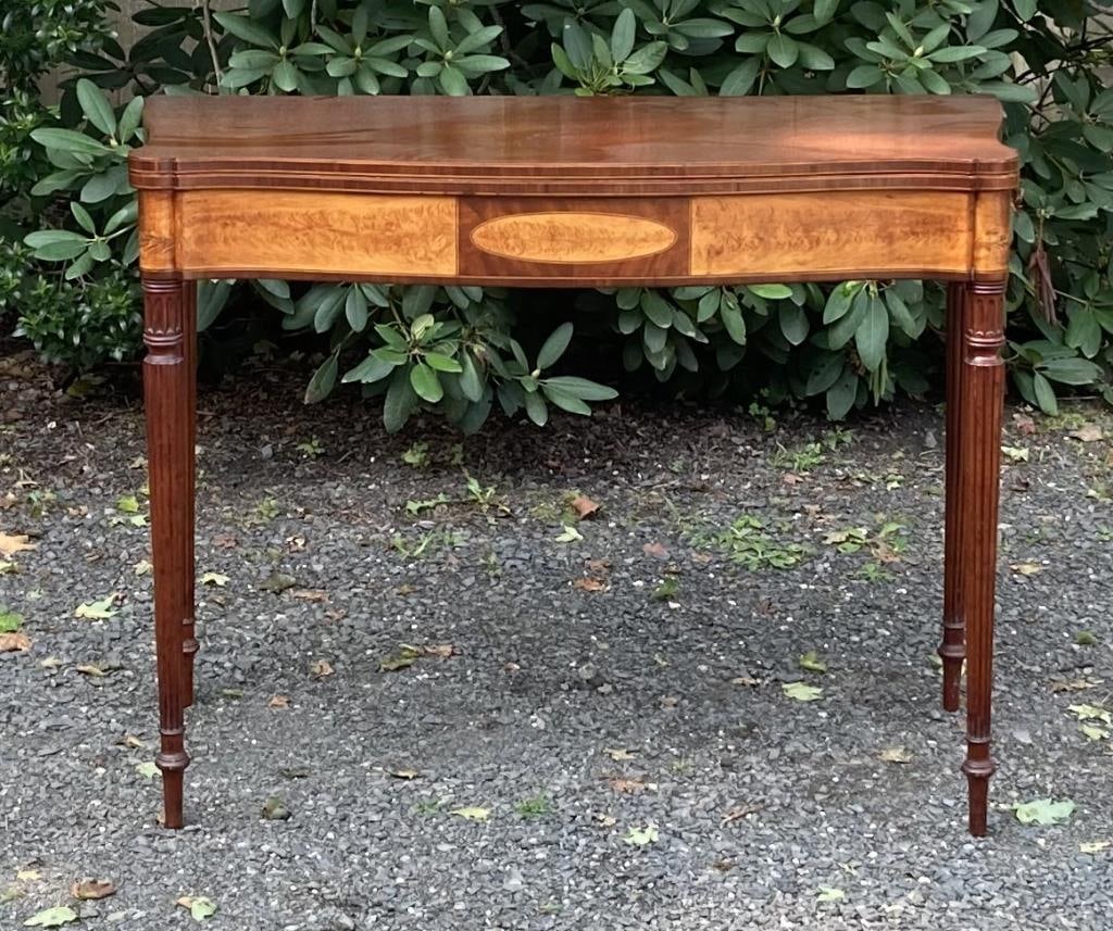 Boston Sheraton Inlaid Serpentine Card Table (1 of 5)