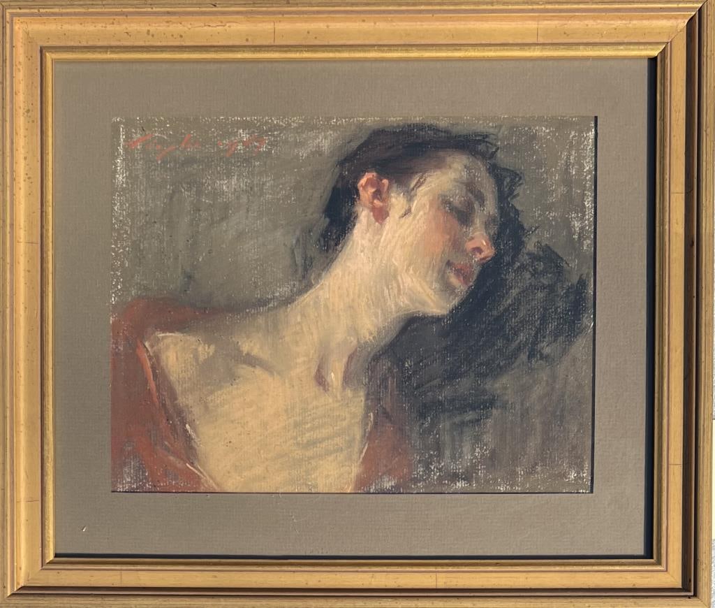 Illegibly Signed Pastel "Sleeping Beauty" (1 of 4)