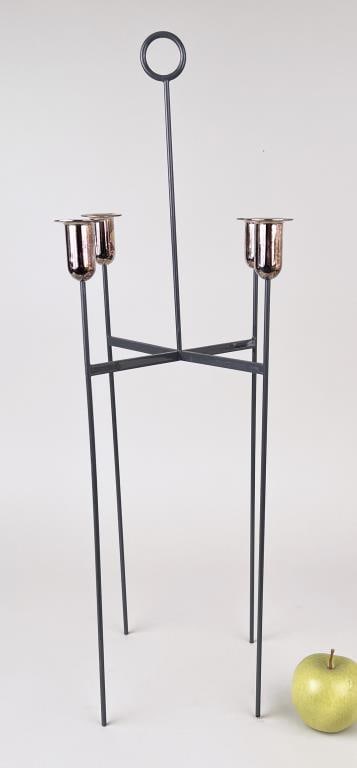 Designfenzider Modern Minimalist Candelabra: 26 3/8" high, 8 1/4" wide, 8 1/4" deep. Slightly bent arms.