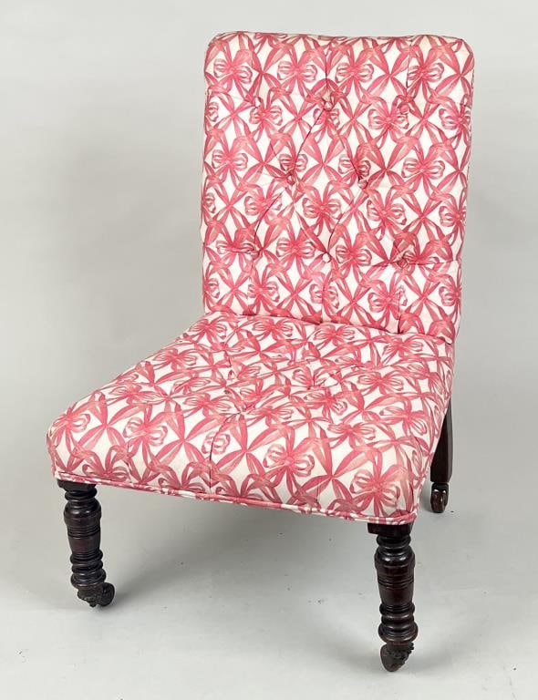 Late English Regency Upholstered Slipper Chair (1 of 7)