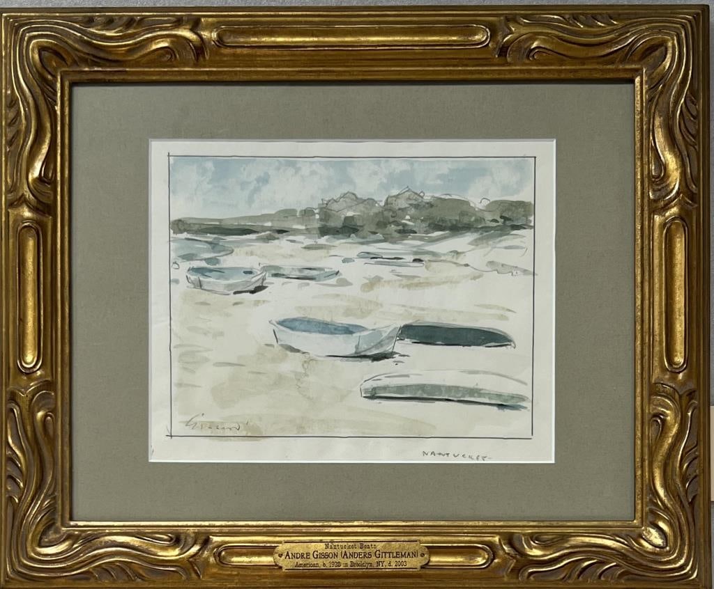 Gisson, W/C Nantucket Boats: Andre (Gittelson) aka Gittelman aka Gisson (Am. 1921-2003). Frame size: 14 1/2" high, 17 1/2" wide.