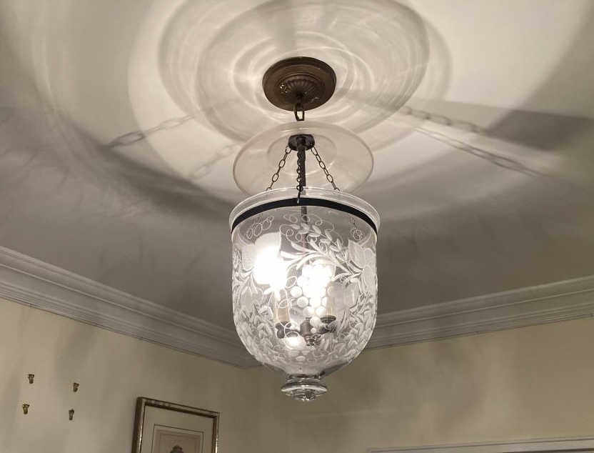 Antique Etched Blown Glass Hall Lantern (1 of 5)