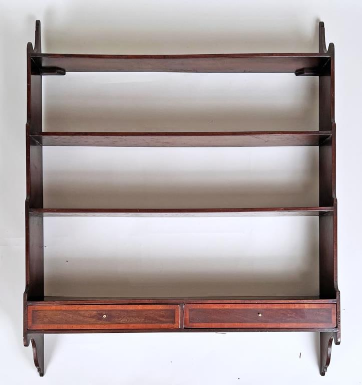 George III Inlaid Mahogany Wall Shelf (1 of 6)