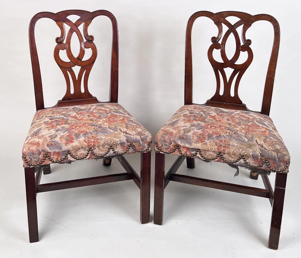 Pair Baker Chippendale Side Chairs (1 of 9)