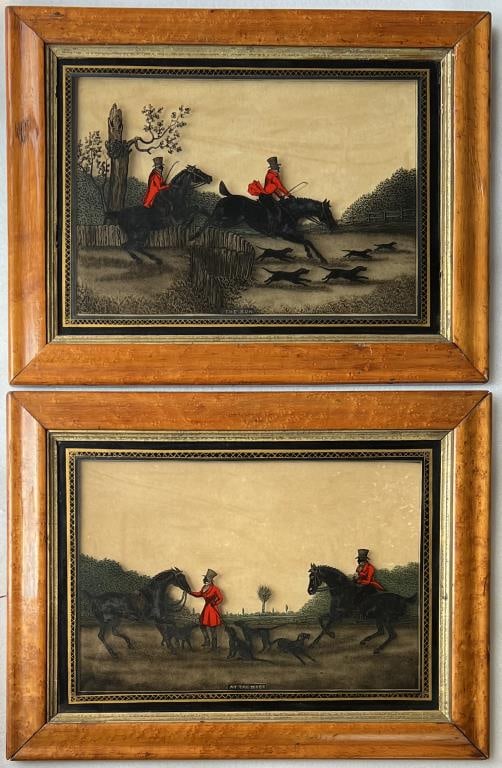 Pair Reverse Glass Painted Equestrian Artworks (1 of 5)