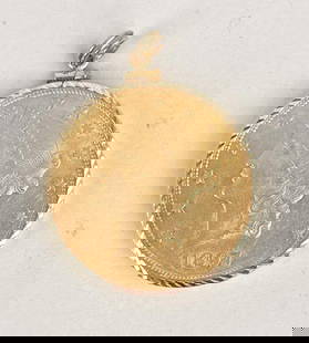 1897 $20 Gold Piece Pendant: Weight: 23.1 DWT. 1 5/8" diameter. *No credit card payments will be accepted for silver, gold, or jewelry from buyers that have not purchased from our gallery in the past.