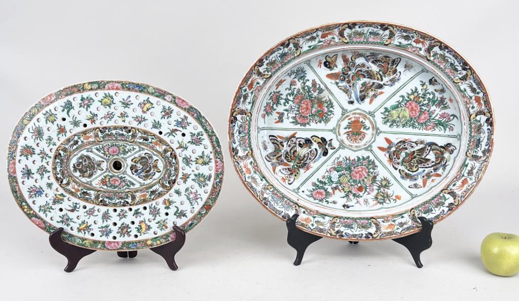 Chinese Famille Rose Porcelain Platter & Strainer (1 of 9)