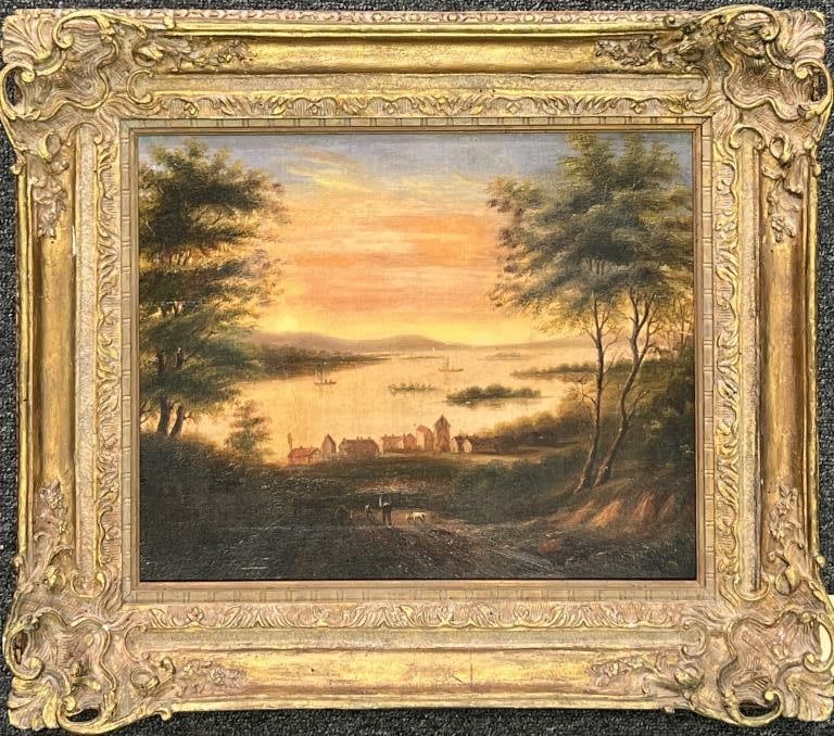 Am. School, O/C Primitive Lake Scene (1 of 4)