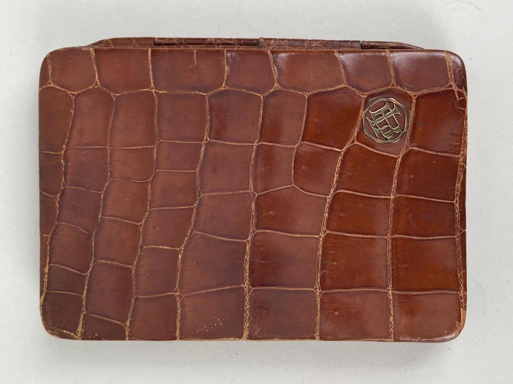 French Crocodile Cigar Case, 18K Gold Monogram (1 of 4)