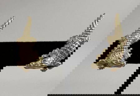 Pair Kieselstein-Cord 18K Gold Alligator Earrings: signed Kieselstein-Cord, illegibly dated. 1 1/4" high, 3/8" wide. Weight: 11.3 DWT. *No credit card payments will be accepted for silver, gold, or jewelry from buyers that have not purchased from our