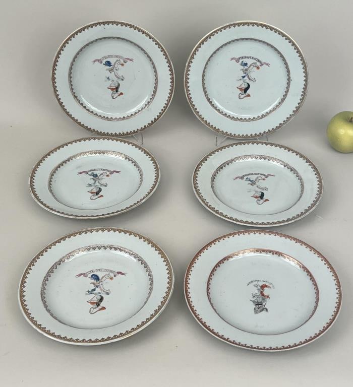 Six Chinese Export Armorial Plates (1 of 5)