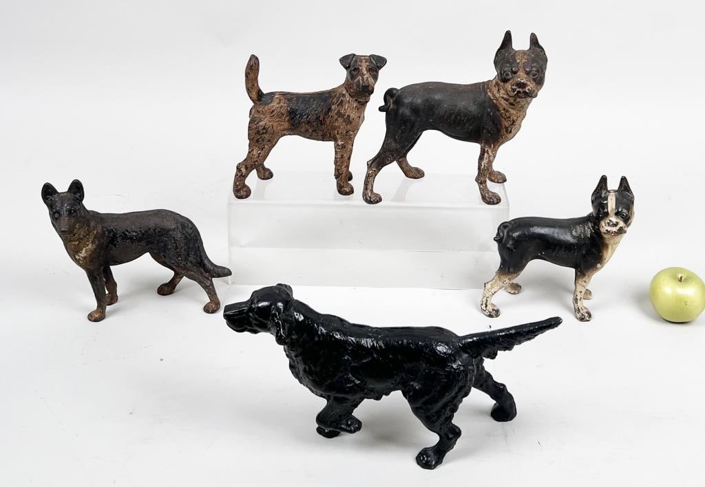 Group Five Cast Iron Painted Canine Doorstops (1 of 7)