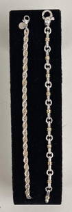 Two Tiffany & Co Sterling & 18K Gold Bracelets: comprising Valencia and twisted rope designs. Valencia 7 1/2" long; twisted rope 7 1/8" long. Gross weight: 1.23 OZT. *No credit card payments will be accepted for silver, gold, or jewelry from buyers