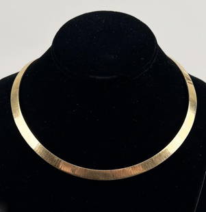 14K Gold Omega Form Gold Necklace: approximately 19" long. Weight: 35.5 DWT. *No credit card payments will be accepted for silver, gold, or jewelry from buyers that have not purchased from our gallery in the past.