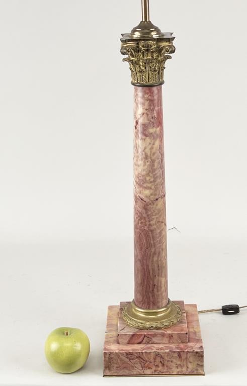 Fine Rouge Marble & Bronze Columnar Table Lamp (1 of 5)