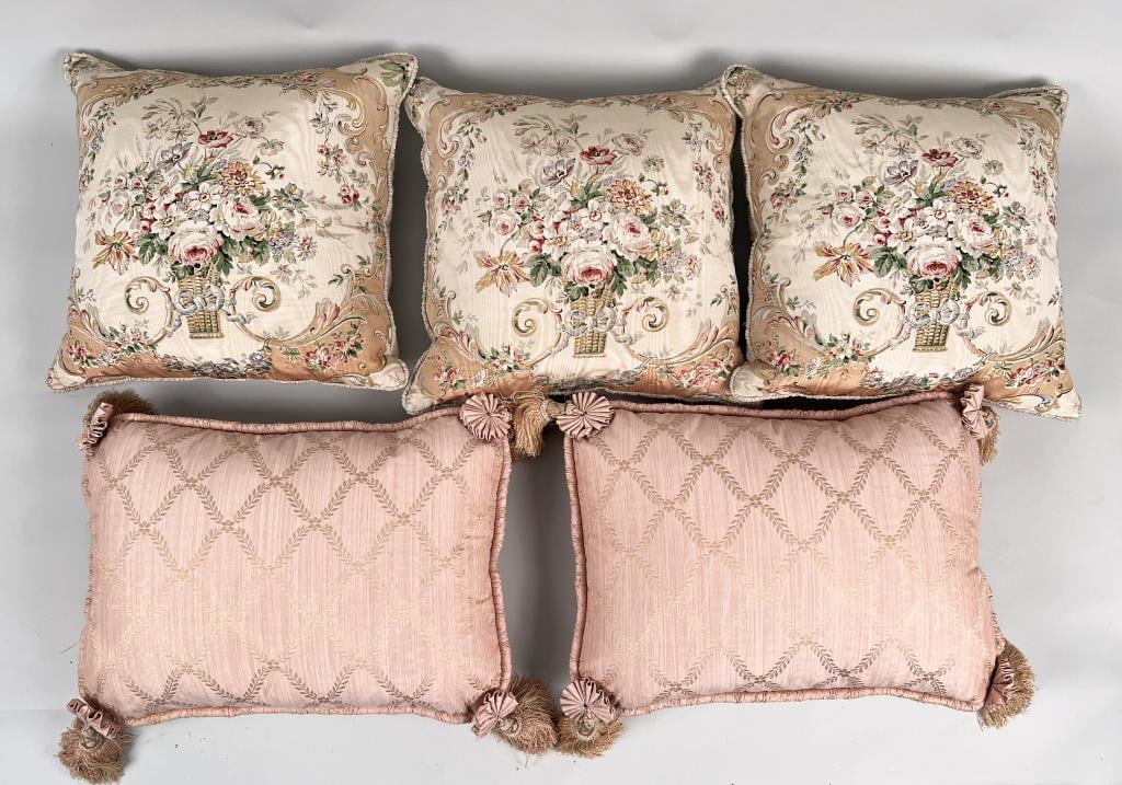 Five Silk Tapestry (3) & Bow/Tassel (2) Pillows (1 of 5)