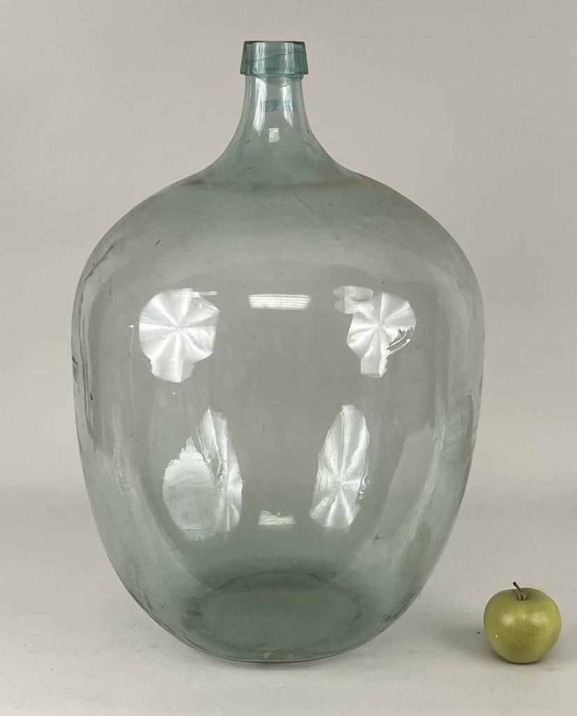 Large Blown Green Glass Demijohn Bottle (1 of 4)