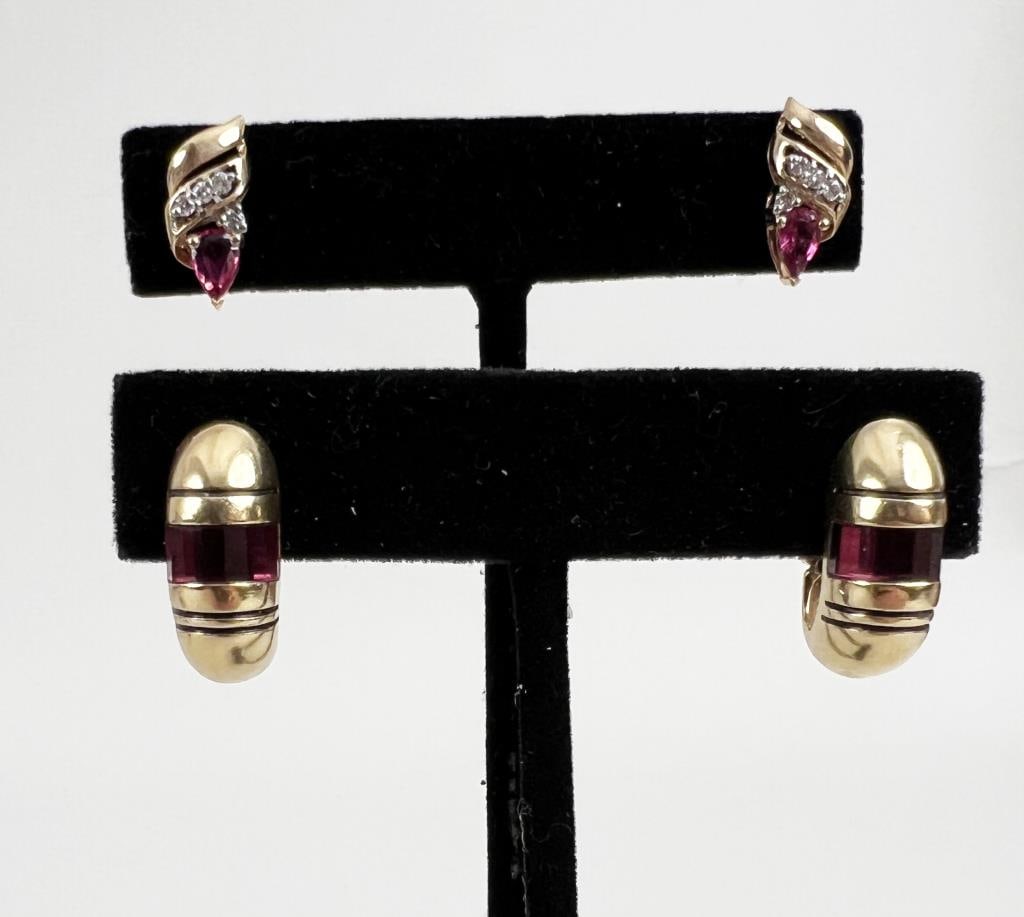 Two Pairs Gold & Stone Earrings (1 of 3)