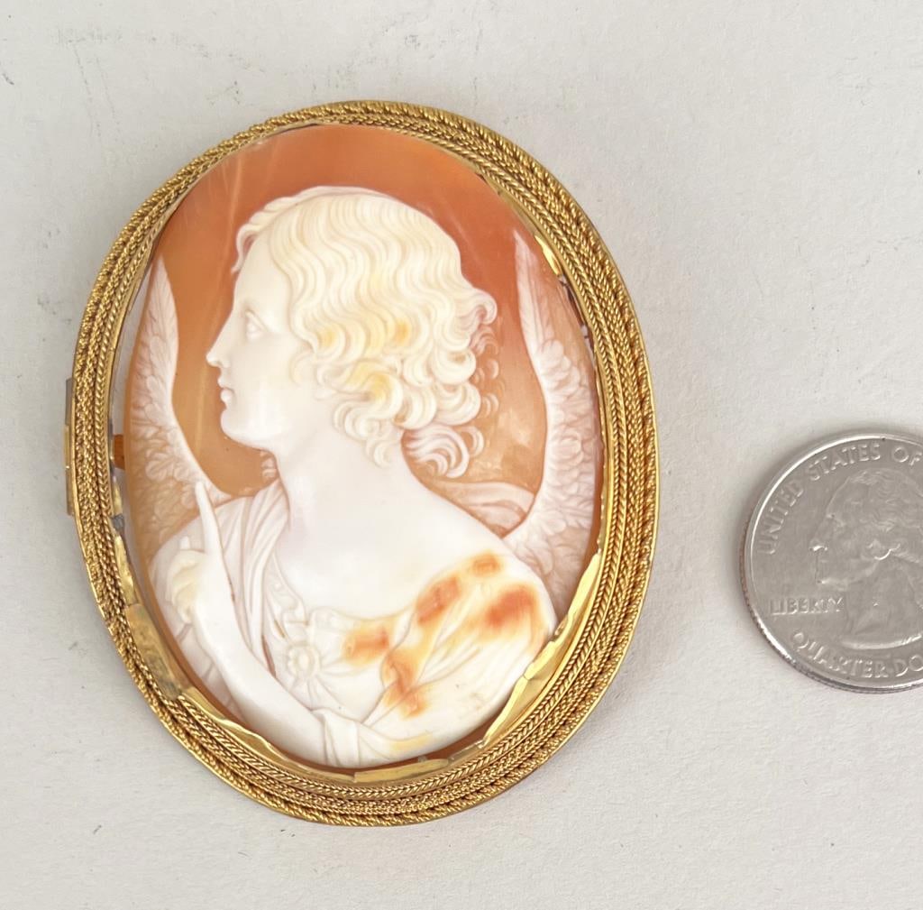 Large Carved Shell Angel Cameo (1 of 4)