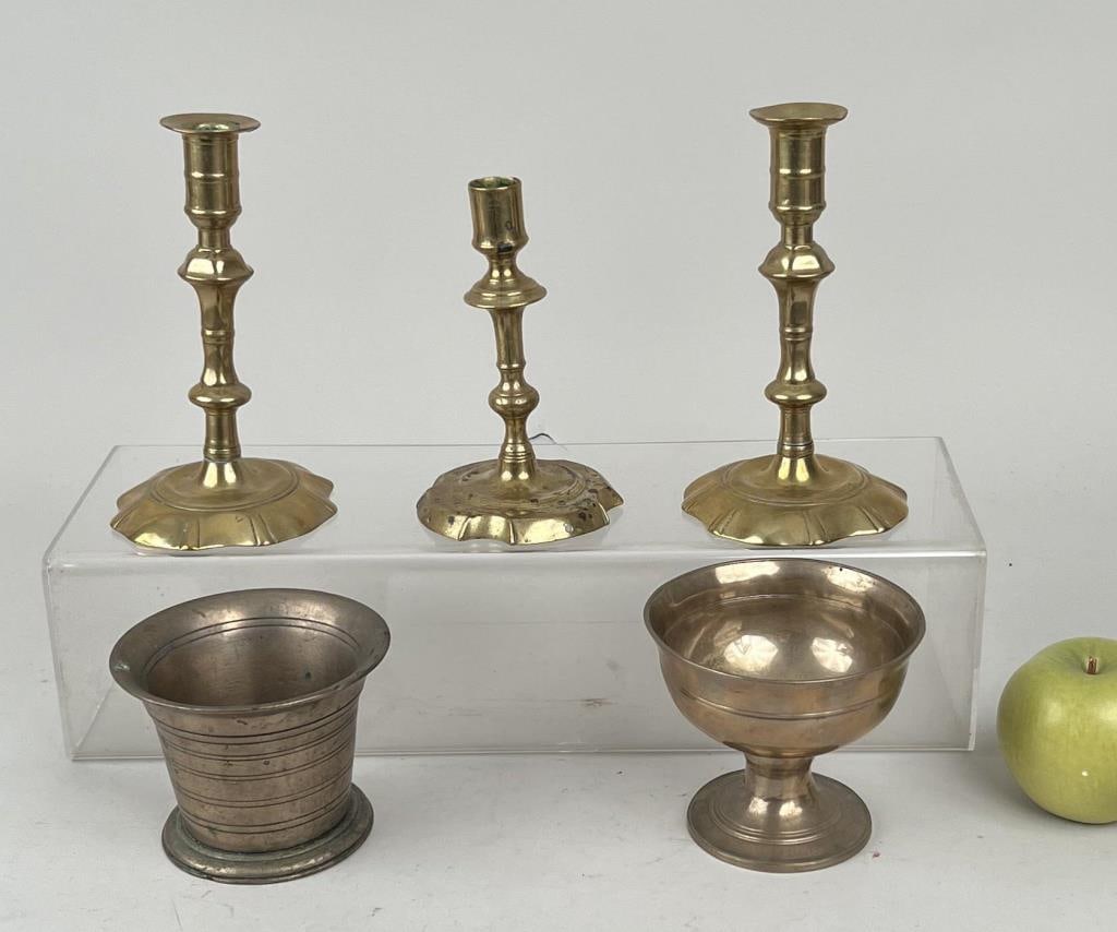 Group Five Early Brass Decorative Wares (1 of 6)