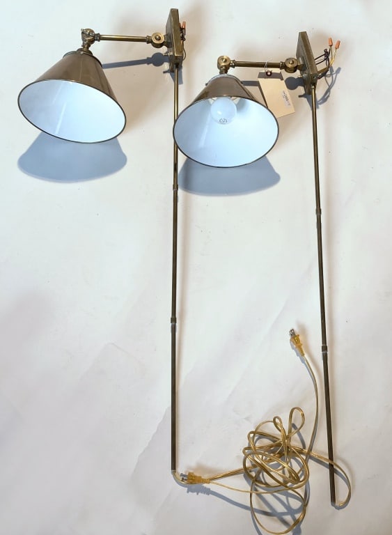 Pair Vintage Brass Wall Mount Lamps (1 of 8)