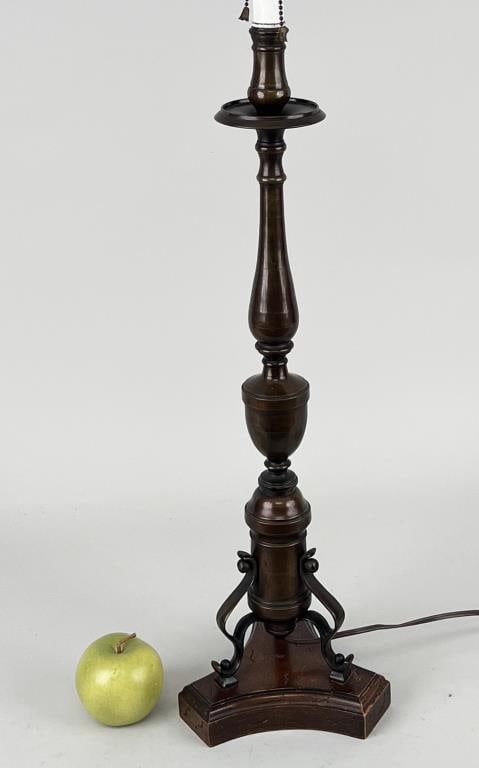 Antique Patinated Bronze Altarstick Table Lamp (1 of 3)