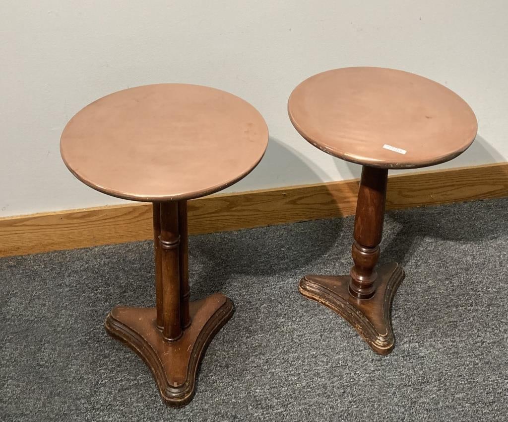 Two English Country Round Copper Top Side Tables (1 of 5)