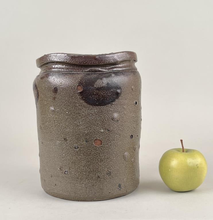 Early Stoneware Crock w/ Brown Slip Decoration (1 of 5)