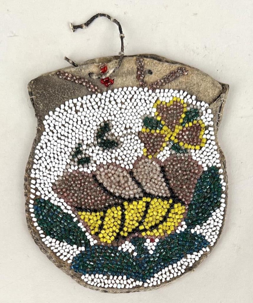 Native American Beaded Leather Pouch (1 of 3)