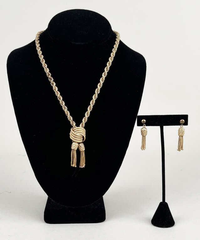 14K Gold Pineapple Form Necklace & Earrings (1 of 5)