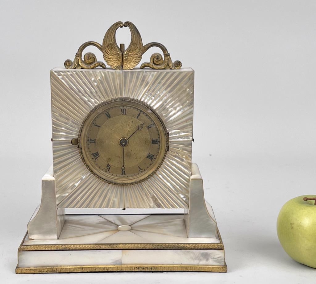 French Empire MOP Decorated Mantle Clock (1 of 8)