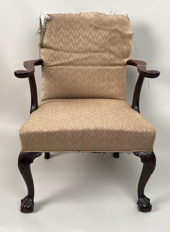 George II Mahogany Upholstered Open Arm Chair (1 of 9)