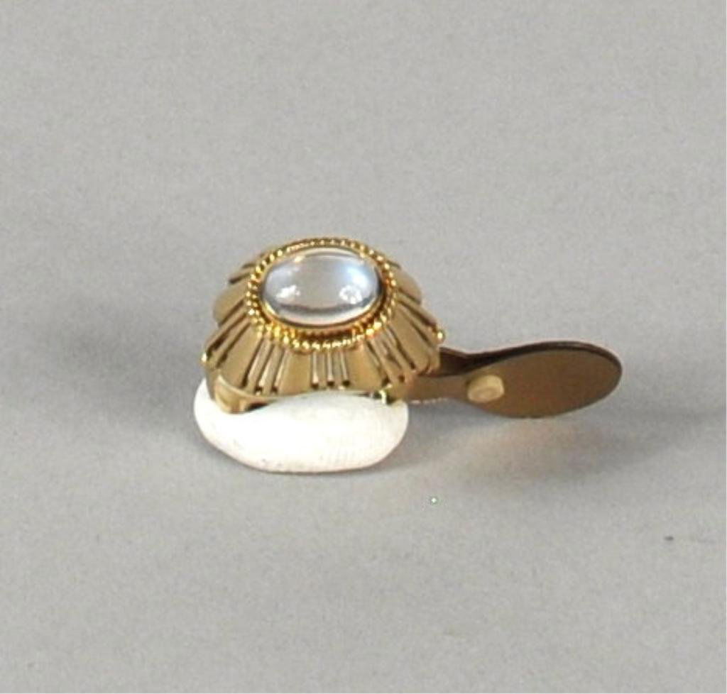 18K Gold Moonstone Ring: Swiss 18K gold moonstone ring, c. 1970, 3.3 dwt inlcudes stone.