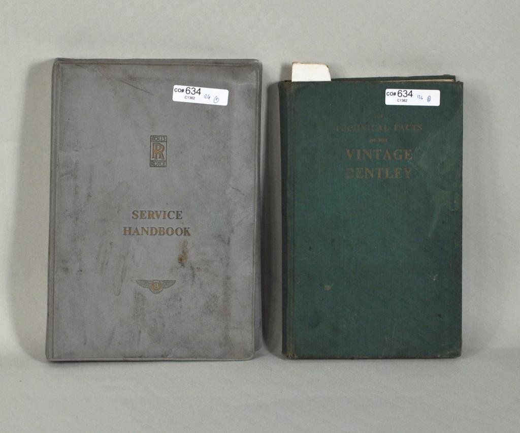 Two Service Manuals: Two service manuals, comprising hardcover "The Technical Facts of the Vintage Bentley," published by Bentley Driver's Club LTD, 1956, and a Bentley and Rolls-Royce service handbook for the Silver Wrai