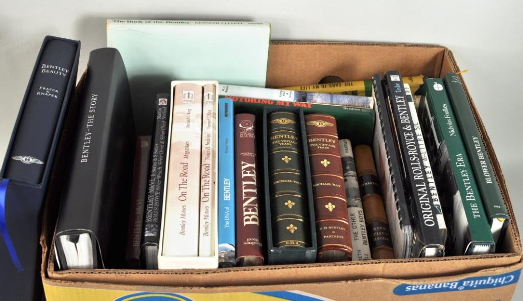 Box Lot 24 Bentley Related Books: Box lot of 24 Bentley related books.