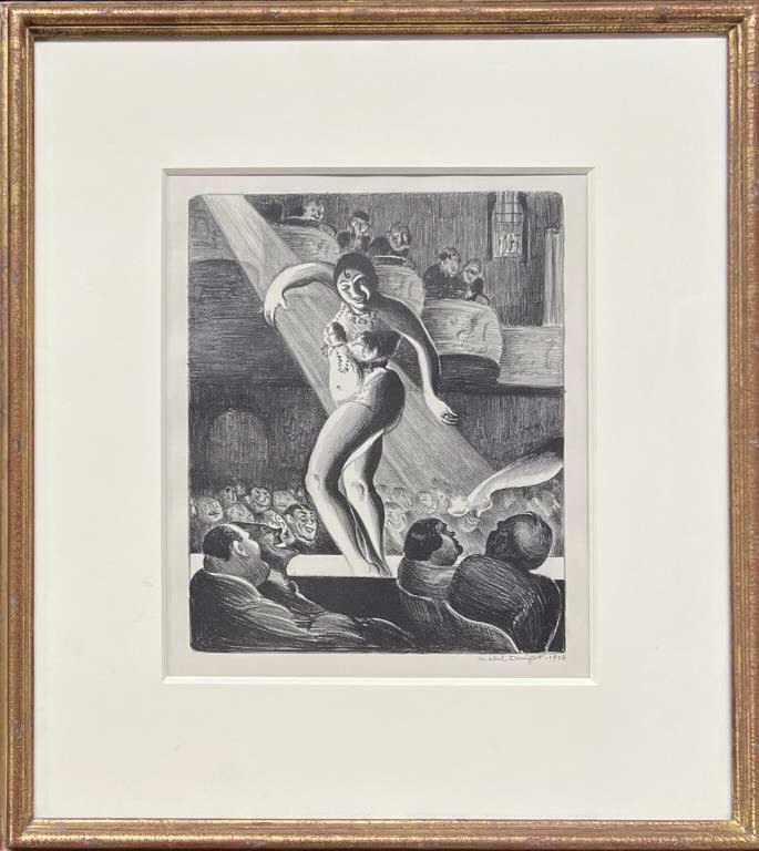 Dwight, Lithograph "Houston Street Burlesque" 1928: Mabel Dwight (Am.1875-1955), (Robinson & Pirog 37)", signed and dated 1928 in pencil "Mabel Dwight 1928" lower right, from the edition of 50. Frame size: 18" high, 16 1/2" wide; sight size: 9 3/4" hig