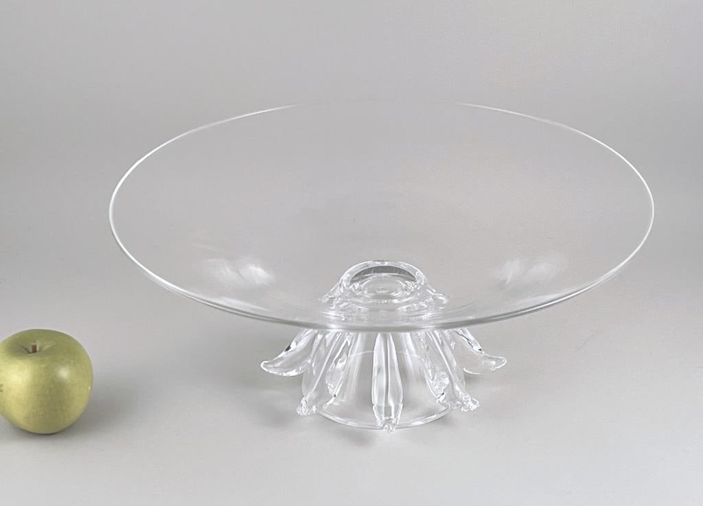 Pollard, Large Steuben Centerpiece Bowl: Donald Pollard for Steuben. 6 1/2" high, 15" diameter. Scuffing and chip to bottom of base.