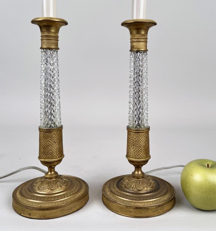 Pair Gilt Bronze & Cut Glass Table Lamps (1 of 5)