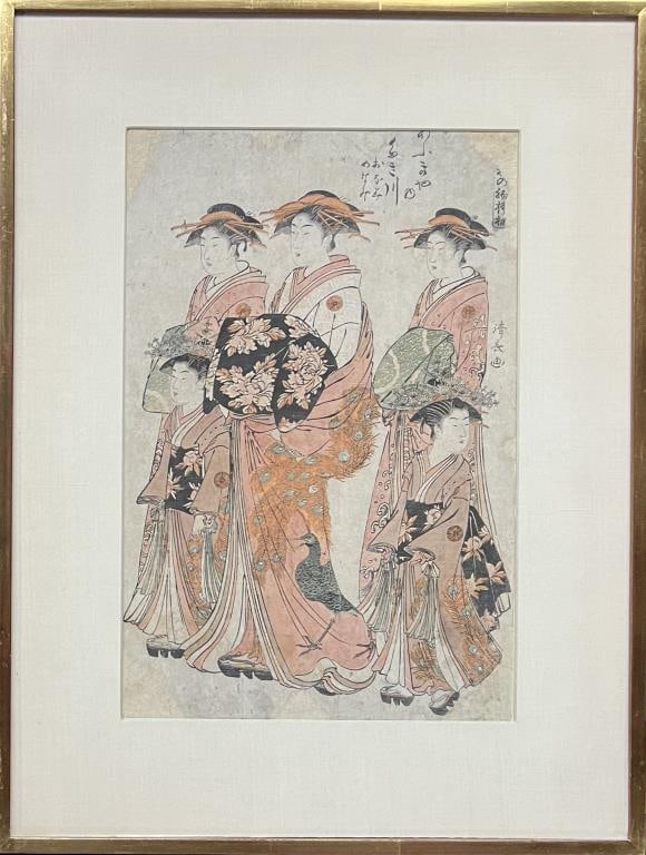 Kiyonaga, Japanese Woodblock Print (1 of 5)