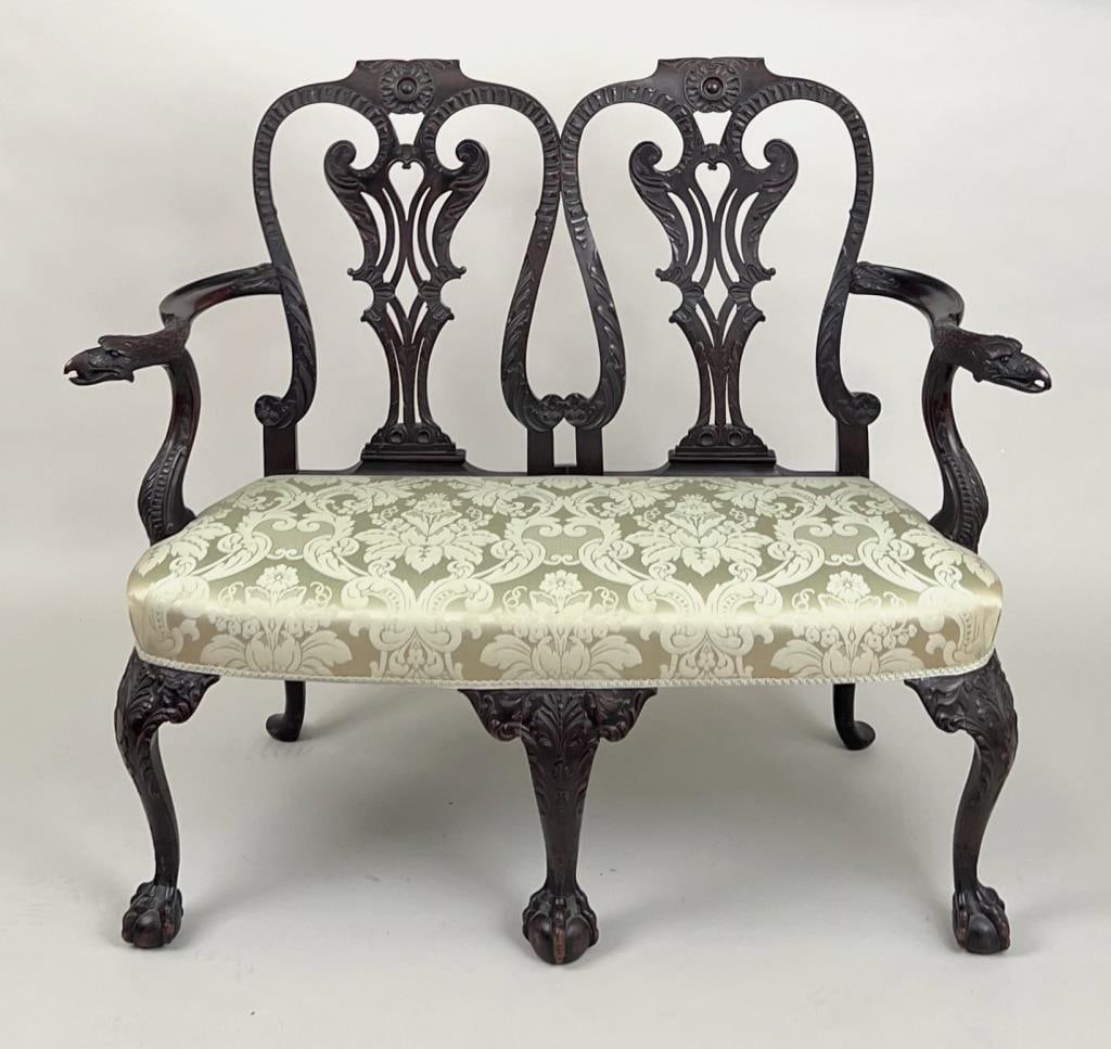 Exquisitely Carved George II Style Mahogany Settee (1 of 9)