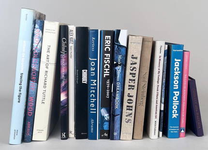 Estate Group Books On Modern Artists: including titles on Dale Chilhuly, Eric Fischl, Willem de Kooning and Jasper Johns. 16 volumes, mostly hardcover. Largest: 13 1/2" high, 9 1/4" wide. Estate condition with some soiling and fading to