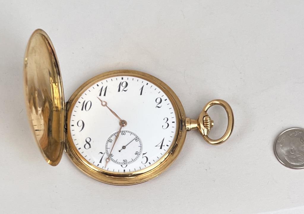 Cartier Signed 18K Gold Hunter Case Pocket Watch (1 of 7)