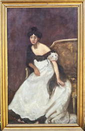 L. Abrams O/C Lady Seated On Sofa