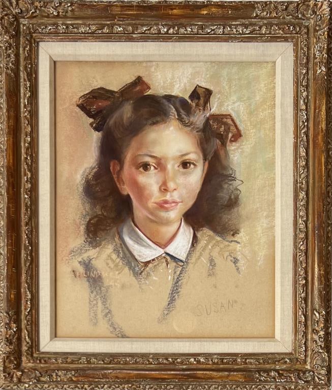 Attr. Lindberg, Pastel Portrait Young Girl (1 of 7)