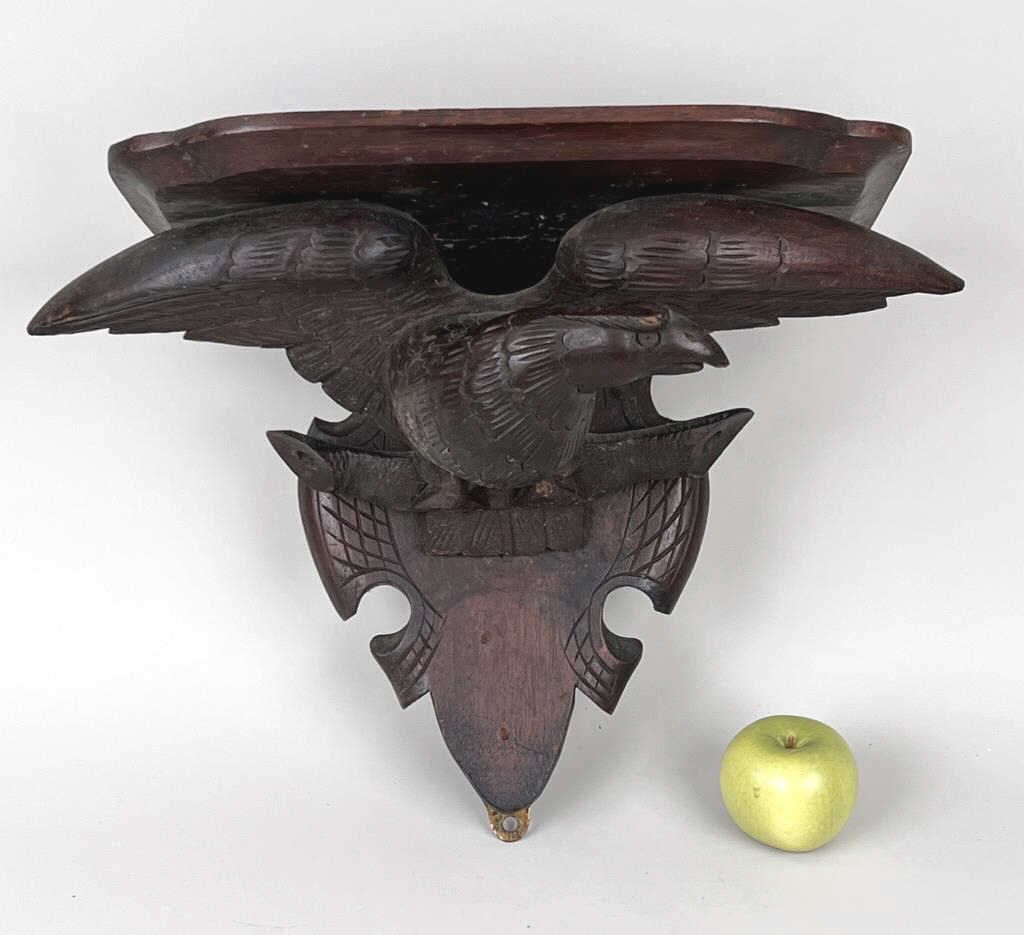 Black Forest Style Carved Walnut Eagle Wall Shelf (1 of 6)
