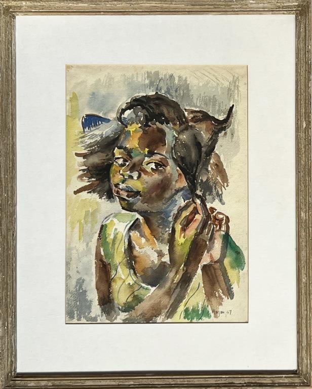 Black Americana, W/C Portrait Young Girl (1 of 4)