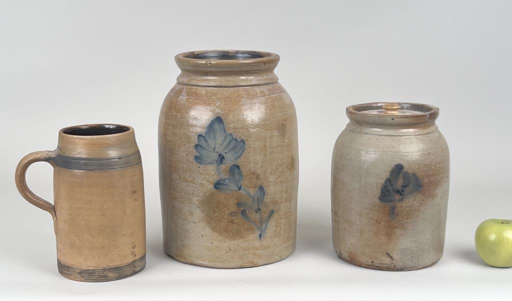 Three Blue Decorated Stoneware Item (1 of 6)