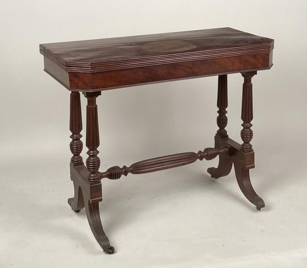 American Classical Carved Mahogany Card Table (1 of 13)